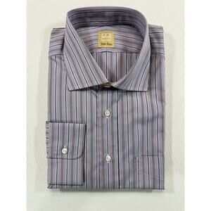Ike Behar Neiman Marcus Dress Shirt 17.5 Large Lavender Stripe NWT